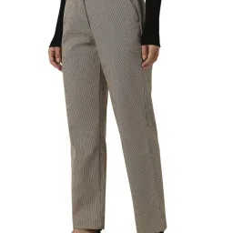 Van Heusen Brown Blended Regular Fit Checks Trousers image 3