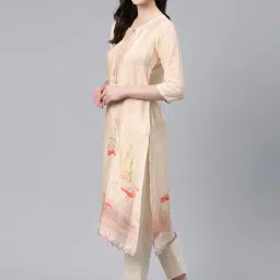 READIPRINT FASHIONS Peach Printed Straight Kurta image 3