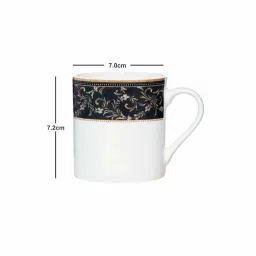 SONAKI White & Black Bone China Tea & Coffee Mugs (200ml) - Set of 6 image 3