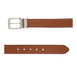 Peter England Brown Leather Textured Reversible Belt image 3