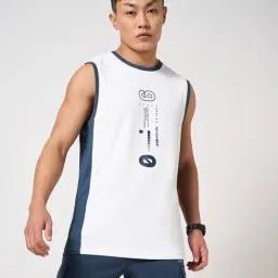 Ajile By Pantaloons White Cotton Slim Fit Colour Block Tank Tee image 4