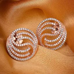 Saraf RS Jewellery Rose Gold plated AD studded Stud Earrings-picture-7
