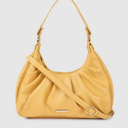 Caprese Mustard Yellow Solid Structured Hobo Bag-picture-37