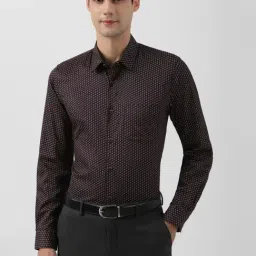 Peter England Purple Cotton Slim Fit Printed Shirt-image-35
