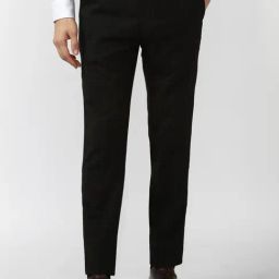 Peter England Black Slim Fit Checks Trousers-picture-44