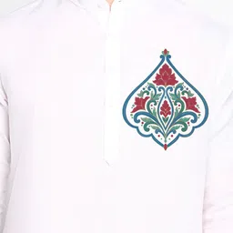 PulseIQ Men Ethnic Motifs Printed Mandarin Collar Straight Kurta Set image 3