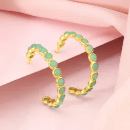 GIVA 925 Silver Golden Verdant Stone Hoop Earring for Women & Girls-image-0