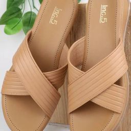 Inc.5 Women's Beige Cross Strap Wedges-picture-28