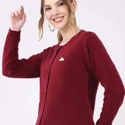 Monte Carlo Maroon Regular Fit Cardigan image 3