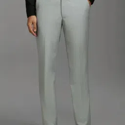Louis Philippe Grey Slim Fit Self Pattern Trousers-image-17