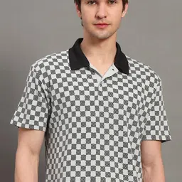 GET GOLF Checked Polo Collar Short Sleeves Cotton Casual T-shirt-picture-25