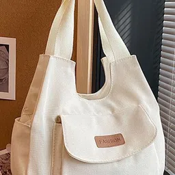 CORSICA Women Beige Canvas Flap Pocket On Front Shoulder Bag-picture-12