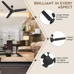 Polycab Nippy Ceiling Fan Matt Black 1200 mm 52 W image 3