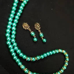 Navrabeads Glass Pearls Beaded Necklace With Matching Earrings image 2