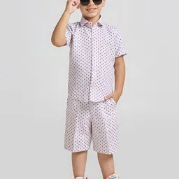 YK BoysPolka dot Printed Shirt Collar Shirt With Shorts-picture-22