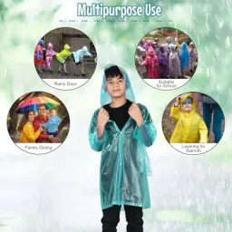 Allextreme Raincoat Green Color Airplane Print Size 4XL with Hood, School Bag Cover and Carry Pouch for Kids (13-15 Years), HCP-00A image 4