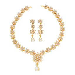Sri Jagdamba Pearls White & Golden Alloy Classic Necklace Set-picture-19