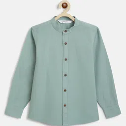 Campana 100% Cotton Full Sleeves Solid Shirt - Green-picture-23