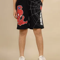 Kidsville Marvel Featuring Spider Man Printed Shorts - Black-image-32