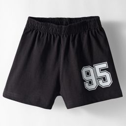 kookie kids india Kookie Kids Single Jersey Knit Comfort Fit Above Knee Length Shorts with Number Print - Black-picture-6