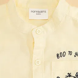 Pantaloons Baby Half Sleeves Monster Printed Shirt - Yellow image 3