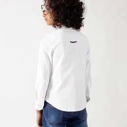 One Friday 100% Cotton Full Sleeves Solid Shirt - White image 3