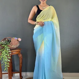 V3 FASHION STUDIO Ombre Ready to Wear Pure Georgette Saree-picture-36
