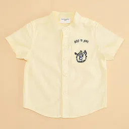 Pantaloons Baby Half Sleeves Monster Printed Shirt - Yellow image 4
