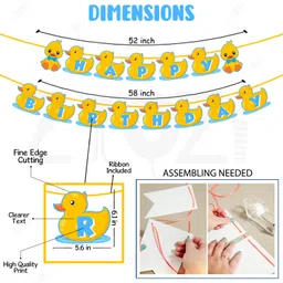 Zyozi Baby Duck Theme Decorations Items Banner, Balloons, Cake & Cupcake & Swirls Hangings - Pack Of 43 image 3