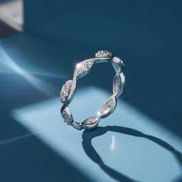 Nipura 925 Sterling Silver Rhodium-Plated CZ Studded Twisted Wave Finger Ring-image-1