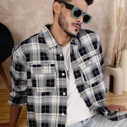 The Roadster Lifestyle Co. Men Relaxed Checked Cotton Oversized Casual Shirt-picture-38