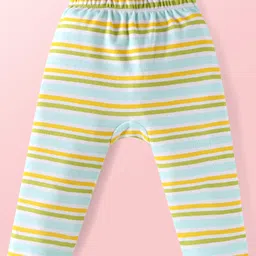 Babyhug Interlock Knit Full Length Diaper Leggings Dino Print Pack of 3 - Light Blue White & Green image 4
