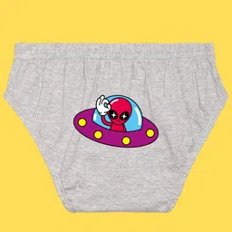 NUSYL Cotton Pack Of 3 Space Theme Printed Briefs - Grey Yellow & Black image 5