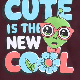 Kiddopanti Fleece Knit Full Sleeves Cute Is The New Cool Back Printed Light Winter Hooded Sweatshirt - Wine image 5