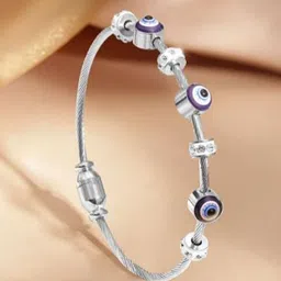 MEENAZ Women American Diamond Antique Silver-Plated Bangle-Style Bracelet image 4