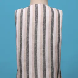 Rikidoos Full Sleeves Striped 3 Piece Party Suit With Bow Set - Beige & White image 5