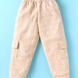 Rikidoos Full Sleeves Checked & Abstract Printed Sweatshirt & Joggers Set - Cream image 5