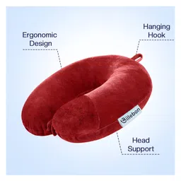 Billebon Premium Neck Pillow Red Fibre Filled Round Travel Pillow image 5