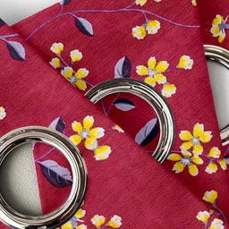 Aura Red & Yellow Set of 2 Floral Window Curtain image 4