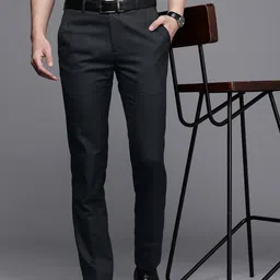Raymond Men Textured Slim Fit Formal Trousers-picture-24