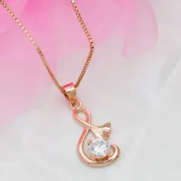 Zavya 925 Silver Musical Solitaire Rose Gold Pendant with Chain for Women-image-88