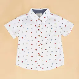 Pantaloons Baby Kids White Cotton Printed Shirt image 3