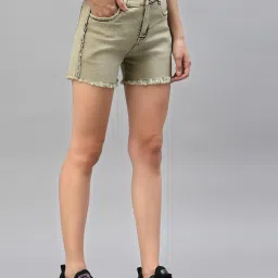 KASSUALLY Green Relaxed Fit Mid rise Shorts image 3