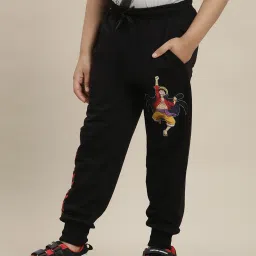 Kidsville One Piece Printed Regular Fit Black Joggers For Boys image 3
