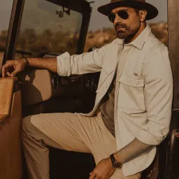 ANDAMEN Beige Regular Fit Cotton Shirt image 3