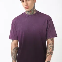 Bewakoof Purple Cotton Oversized Fit Ombre T-Shirt-image-86