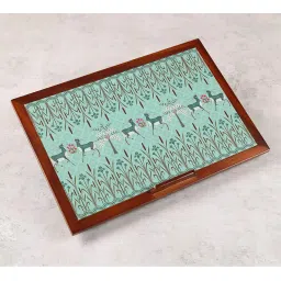 india circus by krsnaa mehta India Circus By Krshna Mehta Multi Teak Wood Printed Laptop Table Desk image 3