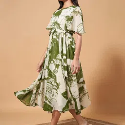 Marigold Lane Green Printed A-Line Dress image 3