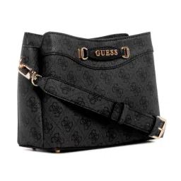 GUESS Coal EMERA Printed Medium Girlfriend Cross Body Bag image 3