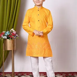 HUMAN CHOICE Boys Embroidered Regular Sequinned Kurta with Pyjamas-picture-27